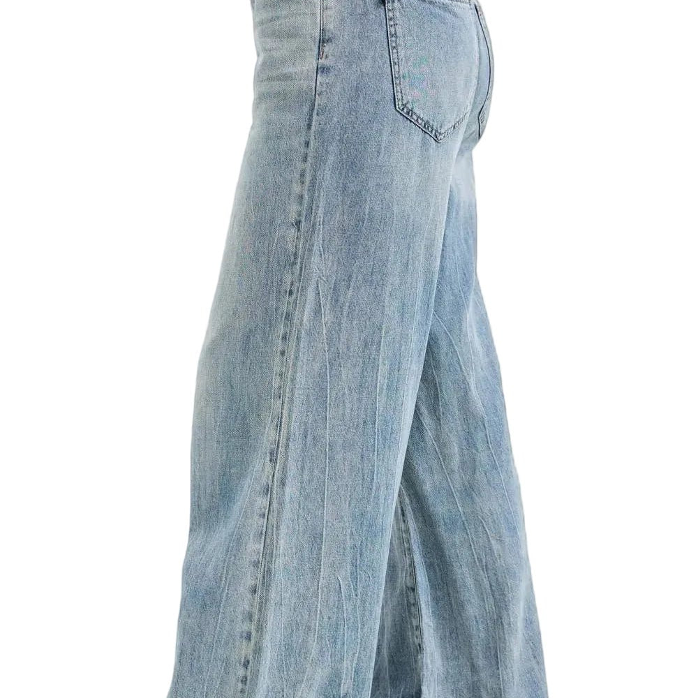 Side view of Judy Blue High Waist Palazzo Featherweight Drawcord Jeans on white background