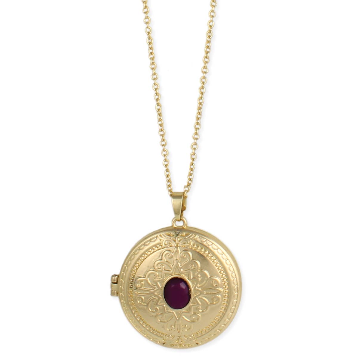 Vintage Elegance Red Stone Gold Locket Necklace.