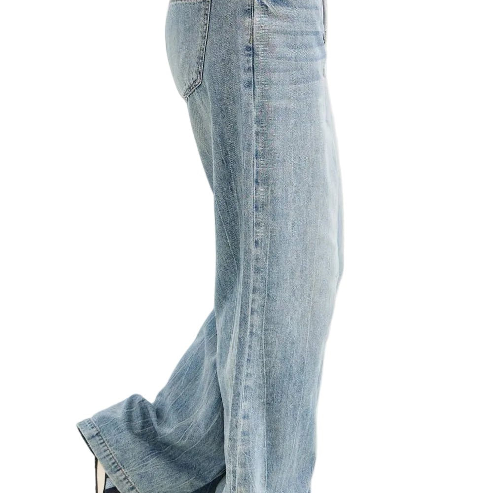 Opposite side view of Judy Blue High Waist Palazzo Featherweight Drawcord Jeans on white background