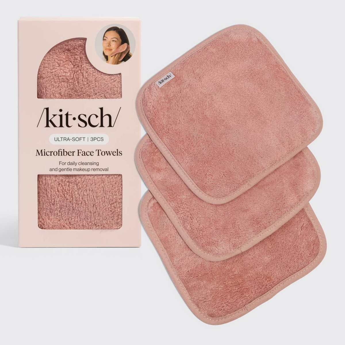 Kitsch terracotta microfiber face towels 3 piece set