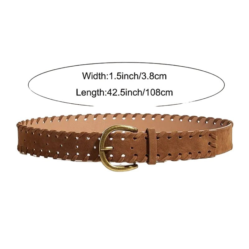 Brown belt with gold buckle on a white background