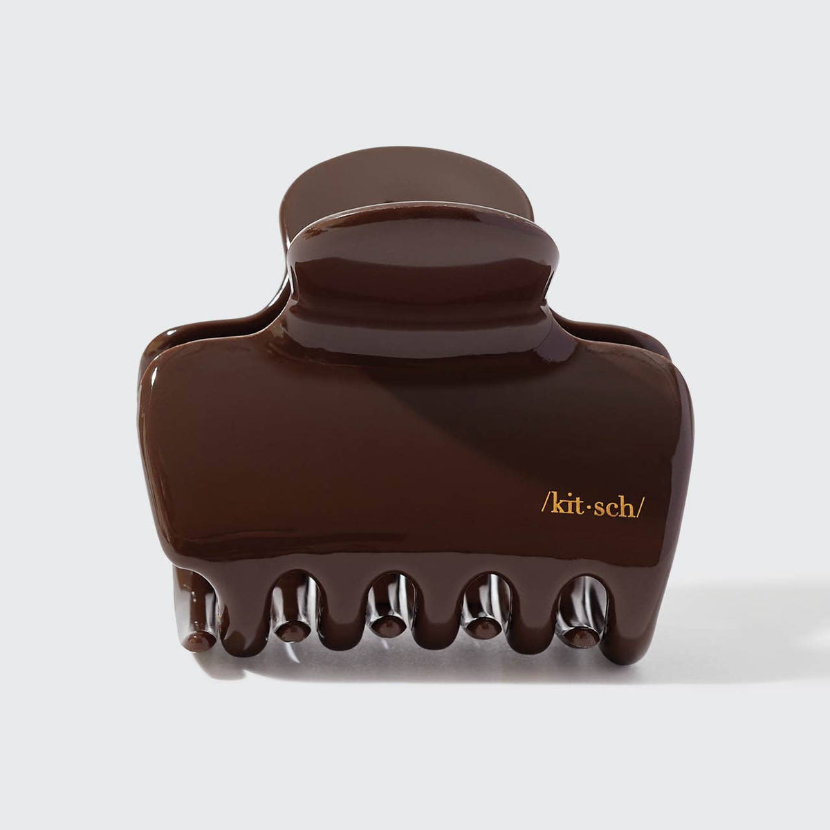 Front view of the chocolate brown recycled plastic puffy cloud claw clip