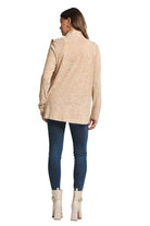 Back view of the soft hacci knit 2-in-1 cardigan sweater