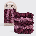 KITSCH ruched lace scrunchies 5 pack in Cherry Lacquer burgundy and Dusty Pink with packaging