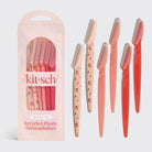 KITSCH recycled plastic dermaplaners 6 pack in cherry blossom print and soft cherry pink shades with package