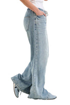 Opposite side view of Judy Blue High Waist Palazzo Featherweight Drawcord Jeans on white background
