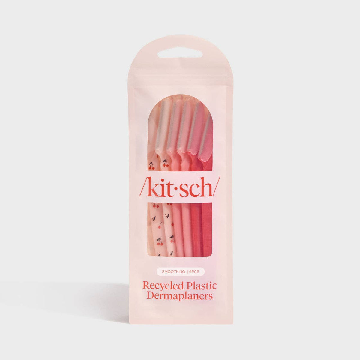 KITSCH Recycled Plastic Dermaplaners 6 pack in cherry blossom packaging