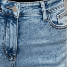 Close up of the wash of the denim.  A light vintage stone wash