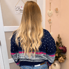 Navy variegated stripe sweater – back view