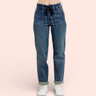 Judy Blue high waist jogger jeans in vintage wash front view