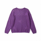purple star pattern long sleeve sweater on white background