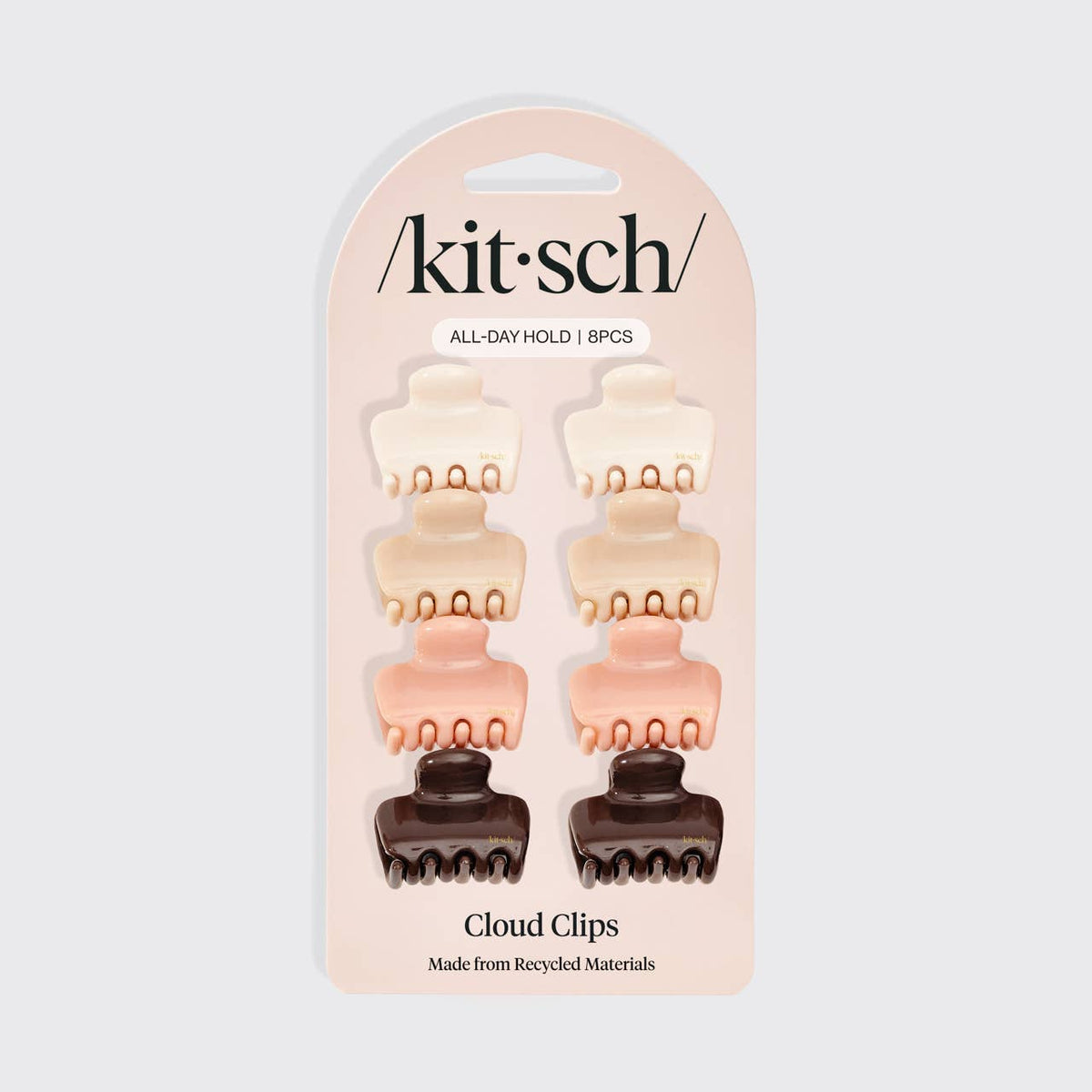 Kitsch Recycled Plastic Mini Cloud Claw Clips 8pc Set Rosewood in packaging