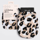 Kitsch Eco-Friendly Exfoliating Glove in leopard print with packaging