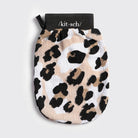 Kitsch leopard exfoliating body glove in cream, tan and black